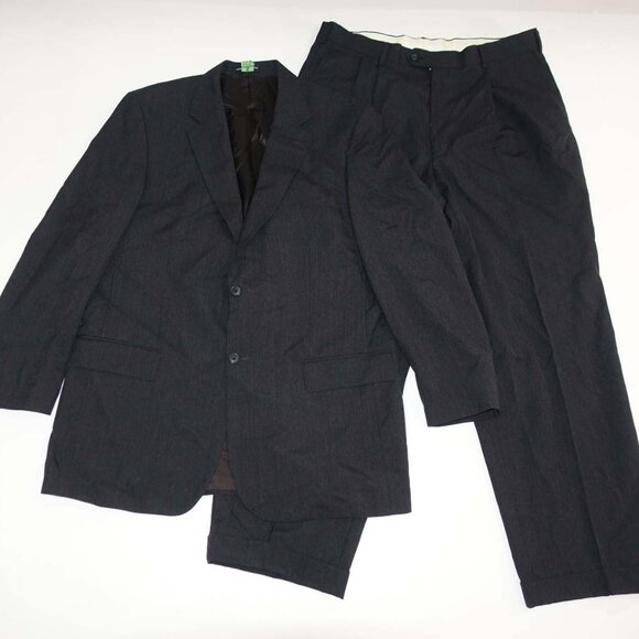 Talbot Jaimes Men's 2 Button Suit Size 43 Long 37 x 30.5 Charcoal Gray 100% Wool